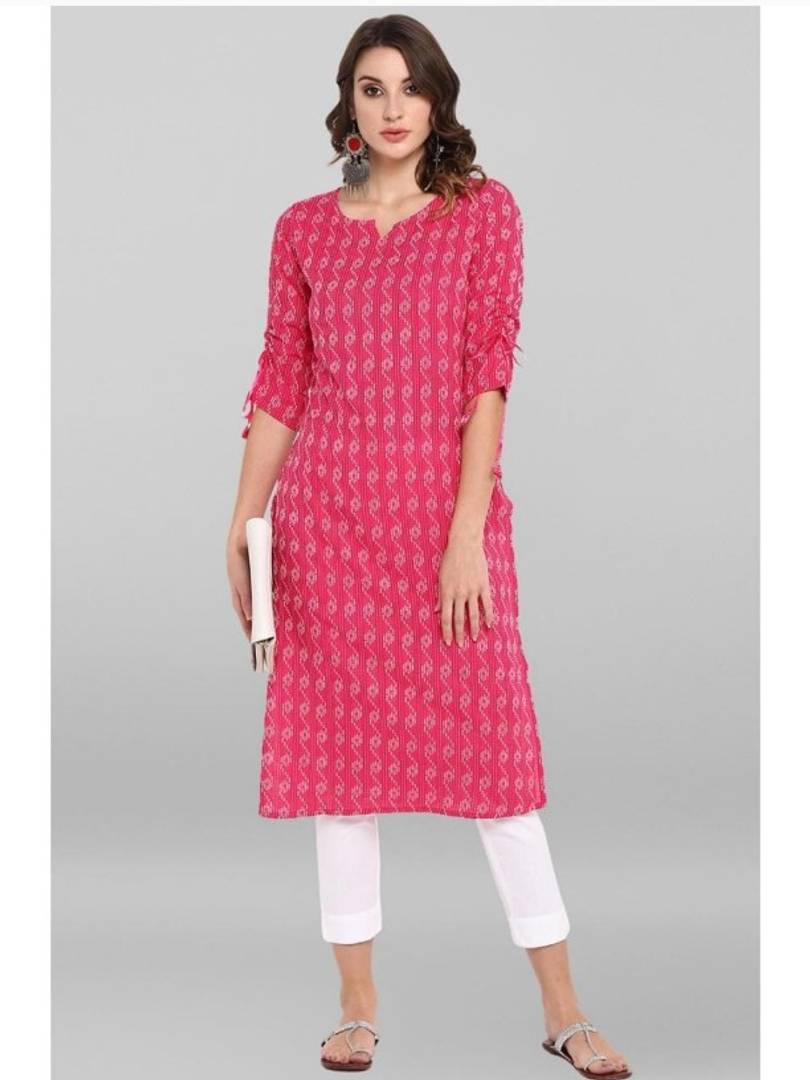 Stylish Cotton Printed Straight Kurta For Women